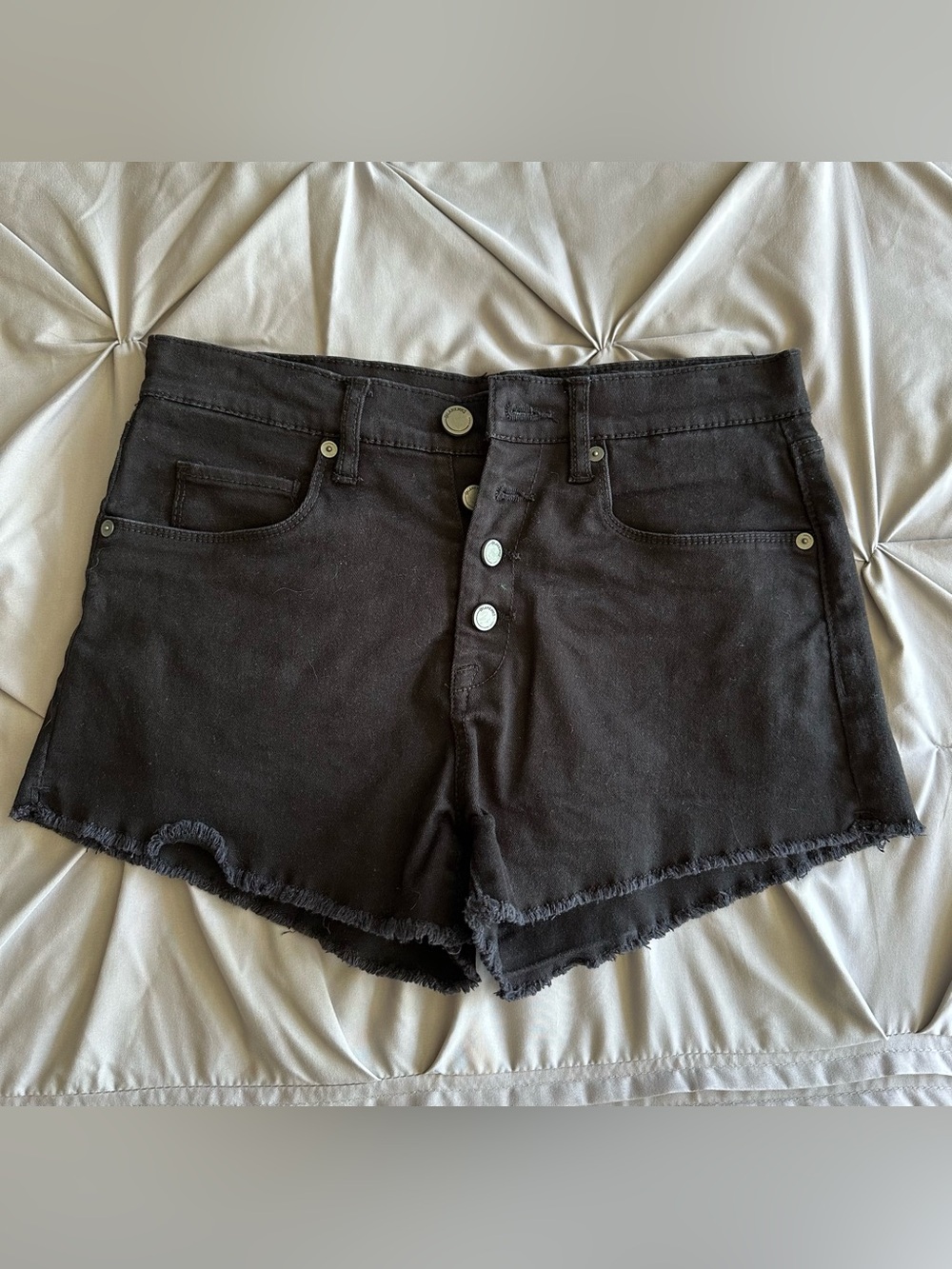 Blank NYC Black High-Rise Button-Fly Denim Shorts